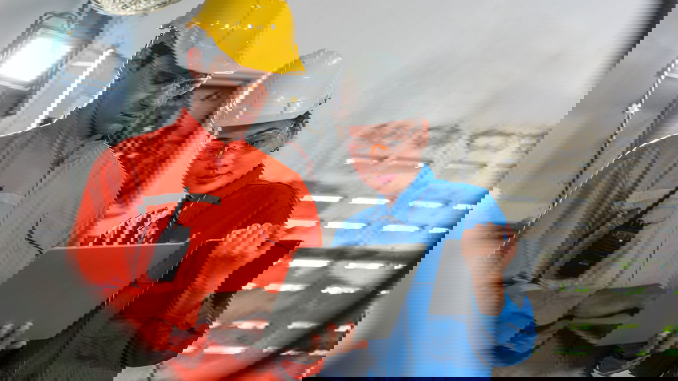 mint-berufe.jpg Zwei Ingenieure blicken auf einen Laptop